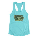 Iowa Golf Course Women's Racerback Tank-Tahiti Blue-Allegiant Goods Co. Vintage Sports Apparel