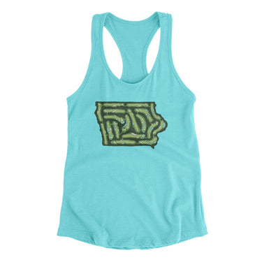 Iowa Golf Course Women's Racerback Tank-Tahiti Blue-Allegiant Goods Co. Vintage Sports Apparel