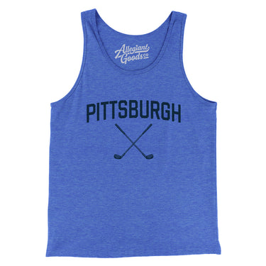 Pittsburgh Golf Men/Unisex Tank Top-True Royal TriBlend-Allegiant Goods Co. Vintage Sports Apparel