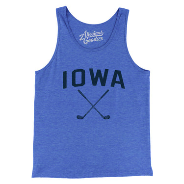 Iowa Golf Men/Unisex Tank Top-True Royal TriBlend-Allegiant Goods Co. Vintage Sports Apparel