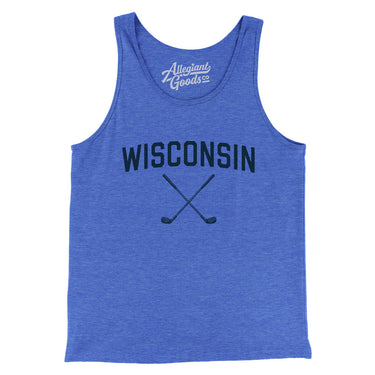 Wisconsin Golf Men/Unisex Tank Top-True Royal TriBlend-Allegiant Goods Co. Vintage Sports Apparel