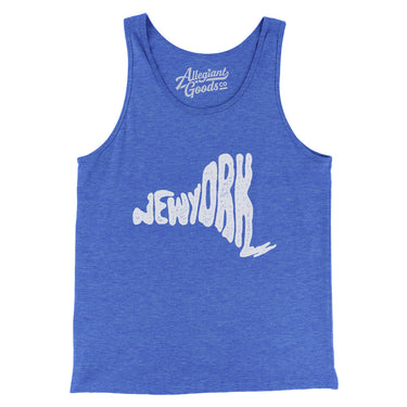 New York State Shape Text Men/Unisex Tank Top-True Royal TriBlend-Allegiant Goods Co. Vintage Sports Apparel