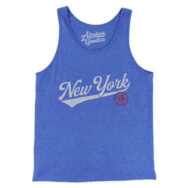 New York Vintage Script Men/Unisex Tank Top-True Royal TriBlend-Allegiant Goods Co. Vintage Sports Apparel