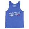 New York Vintage Script Men/Unisex Tank Top-True Royal TriBlend-Allegiant Goods Co. Vintage Sports Apparel