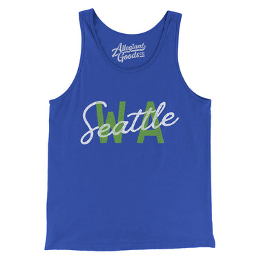 Seattle Wa Overprinted Men/Unisex Tank Top-True Royal-Allegiant Goods Co. Vintage Sports Apparel