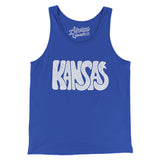 Kansas State Shape Text Men/Unisex Tank Top-True Royal-Allegiant Goods Co. Vintage Sports Apparel