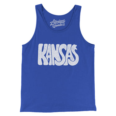 Kansas State Shape Text Men/Unisex Tank Top-True Royal-Allegiant Goods Co. Vintage Sports Apparel