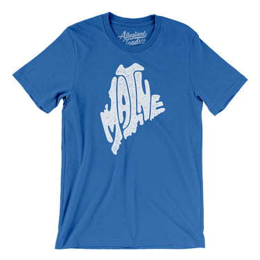 Maine State Shape Text Men/Unisex T-Shirt-Allegiant Goods Co. Vintage Sports Apparel