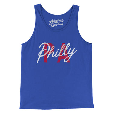 Philly Pa Overprinted Men/Unisex Tank Top-True Royal-Allegiant Goods Co. Vintage Sports Apparel