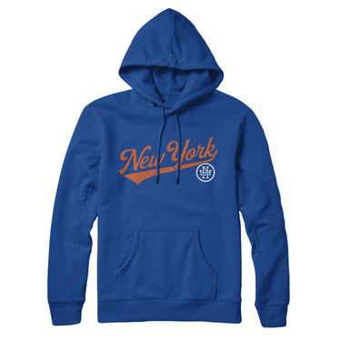 New York Vintage Script Hoodie-True Royal-Allegiant Goods Co. Vintage Sports Apparel