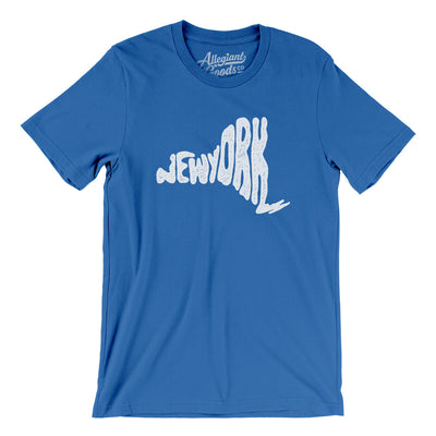 New York State Shape Text Men/Unisex T-Shirt-True Royal-Allegiant Goods Co. Vintage Sports Apparel