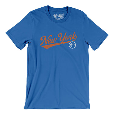 New York Vintage Script Men/Unisex T-Shirt-True Royal-Allegiant Goods Co. Vintage Sports Apparel