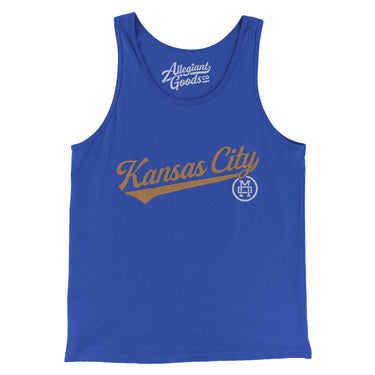 Kansas City Vintage Script Men/Unisex Tank Top-True Royal-Allegiant Goods Co. Vintage Sports Apparel