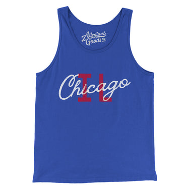 Chicago Illinois Overprinted Men/Unisex Tank Top-True Royal-Allegiant Goods Co. Vintage Sports Apparel