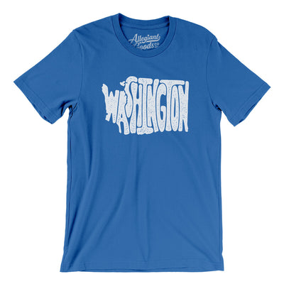 Washington State Shape Text Men/Unisex T-Shirt-True Royal-Allegiant Goods Co. Vintage Sports Apparel