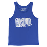 Pennsylvania State Shape Text Men/Unisex Tank Top-True Royal-Allegiant Goods Co. Vintage Sports Apparel