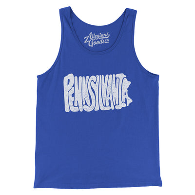 Pennsylvania State Shape Text Men/Unisex Tank Top-True Royal-Allegiant Goods Co. Vintage Sports Apparel