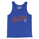 New York Vintage Script Men/Unisex Tank Top-True Royal-Allegiant Goods Co. Vintage Sports Apparel
