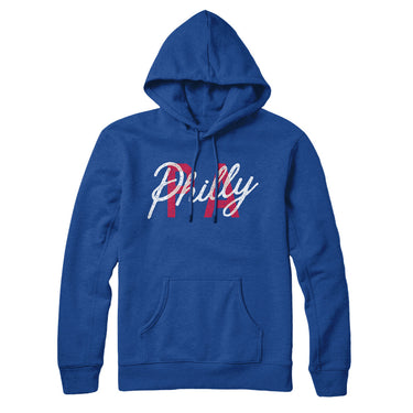 Philly Pa Overprinted Hoodie-True Royal-Allegiant Goods Co. Vintage Sports Apparel