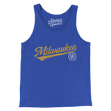 Milwaukee Vintage Script Men/Unisex Tank Top-True Royal-Allegiant Goods Co. Vintage Sports Apparel