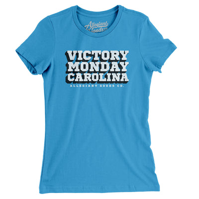 Victory Monday Carolina Women's T-Shirt-Turquoise-Allegiant Goods Co. Vintage Sports Apparel