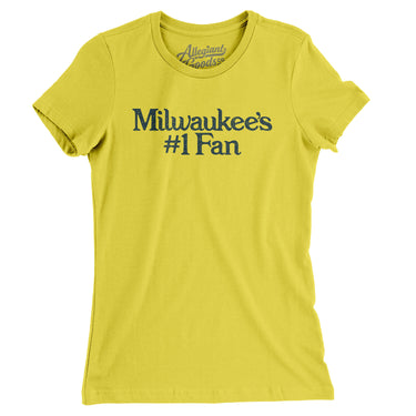 Milwaukee's Number 1 Fan Women's T-Shirt-Vibrant Yellow-Allegiant Goods Co. Vintage Sports Apparel