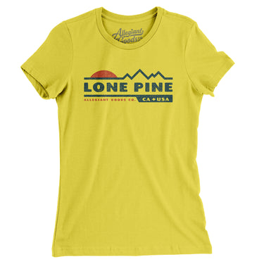Lone Pine Mountain Sunset Women's T-Shirt-Vibrant Yellow-Allegiant Goods Co. Vintage Sports Apparel