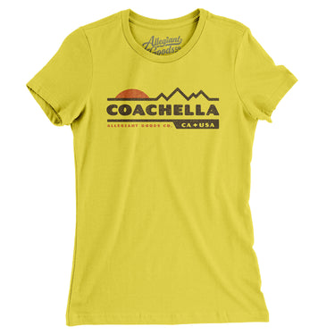 Coachella Mountain Sunset Women's T-Shirt-Vibrant Yellow-Allegiant Goods Co. Vintage Sports Apparel