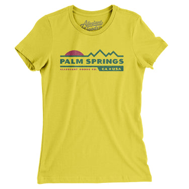 Palm Springs Mountain Sunset Women's T-Shirt-Vibrant Yellow-Allegiant Goods Co. Vintage Sports Apparel