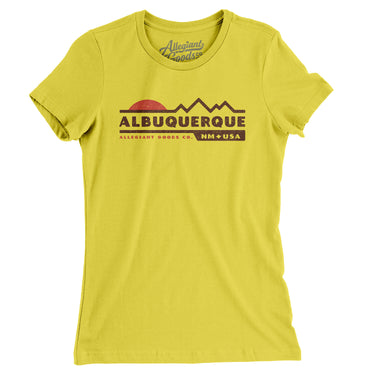 Albuquerque Mountain Sunset Women's T-Shirt-Vibrant Yellow-Allegiant Goods Co. Vintage Sports Apparel
