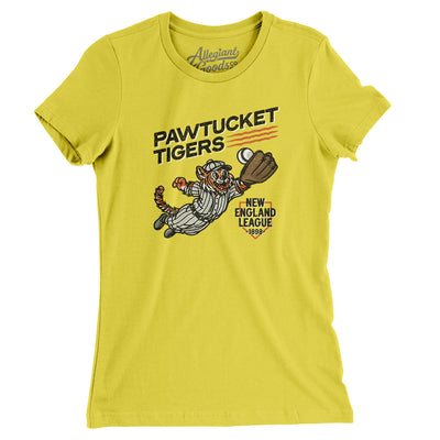 Pawtucket Tigers Women's T-Shirt-Vibrant Yellow-Allegiant Goods Co. Vintage Sports Apparel