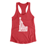 Idaho State Shape Text Women's Racerback Tank-Vintage Red-Allegiant Goods Co. Vintage Sports Apparel