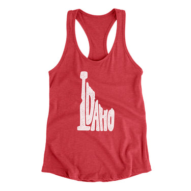 Idaho State Shape Text Women's Racerback Tank-Vintage Red-Allegiant Goods Co. Vintage Sports Apparel