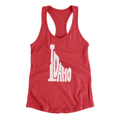 Idaho State Shape Text Women's Racerback Tank-Vintage Red-Allegiant Goods Co. Vintage Sports Apparel