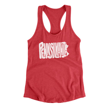 Pennsylvania State Shape Text Women's Racerback Tank-Vintage Red-Allegiant Goods Co. Vintage Sports Apparel