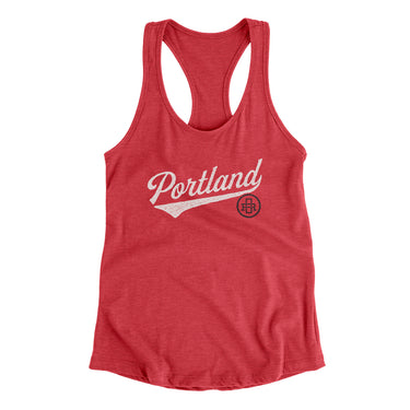 Portland Vintage Script Women's Racerback Tank-Vintage Red-Allegiant Goods Co. Vintage Sports Apparel