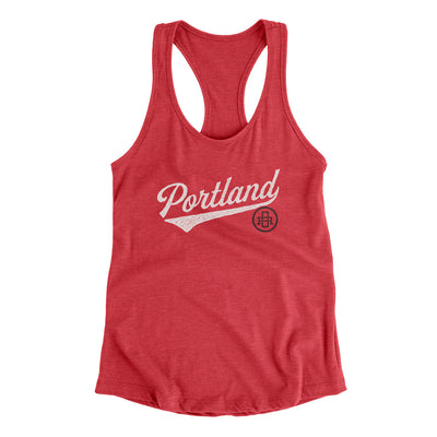 Portland Vintage Script Women's Racerback Tank-Vintage Red-Allegiant Goods Co. Vintage Sports Apparel