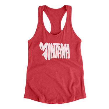 Montana State Shape Text Women's Racerback Tank-Vintage Red-Allegiant Goods Co. Vintage Sports Apparel