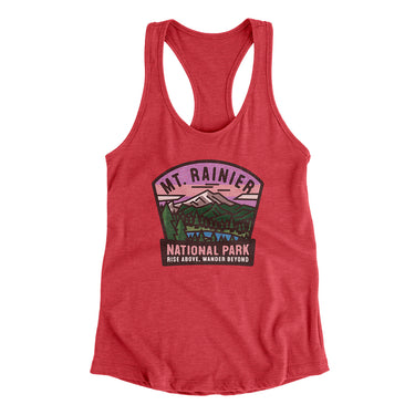 Mt. Rainier National Park Badge Women's Racerback Tank-Vintage Red-Allegiant Goods Co. Vintage Sports Apparel