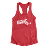Massachusetts State Shape Text Women's Racerback Tank-Allegiant Goods Co. Vintage Sports Apparel