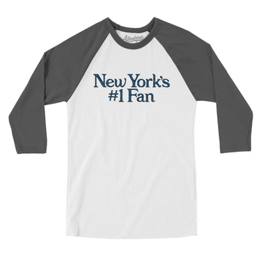 New York's Number 1 Fan Men/Unisex Raglan 3/4 Sleeve T-Shirt-Allegiant Goods Co. Vintage Sports Apparel