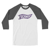 Sacramento Pennant Men/Unisex Raglan 3/4 Sleeve T-Shirt-White with Asphalt-Allegiant Goods Co. Vintage Sports Apparel