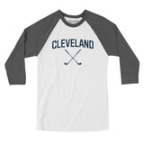 Cleveland Golf Men/Unisex Raglan 3/4 Sleeve T-Shirt-White with Asphalt-Allegiant Goods Co. Vintage Sports Apparel