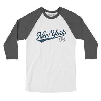 New York Vintage Script Men/Unisex Raglan 3/4 Sleeve T-Shirt-Allegiant Goods Co. Vintage Sports Apparel