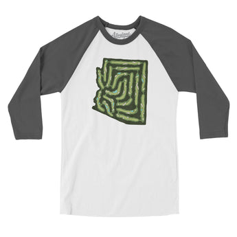 Arizona Golf Course Men/Unisex Raglan 3/4 Sleeve T-Shirt-White with Asphalt-Allegiant Goods Co. Vintage Sports Apparel