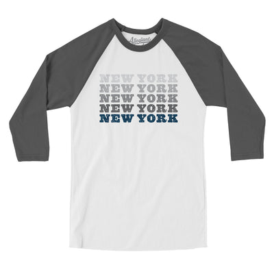 New York Repeat Men/Unisex Raglan 3/4 Sleeve T-Shirt-White with Asphalt-Allegiant Goods Co. Vintage Sports Apparel