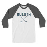 Duluth Golf Men/Unisex Raglan 3/4 Sleeve T-Shirt-White with Asphalt-Allegiant Goods Co. Vintage Sports Apparel