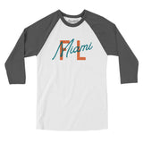 Miami Fl Overprinted Men/Unisex Raglan 3/4 Sleeve T-Shirt-Allegiant Goods Co. Vintage Sports Apparel