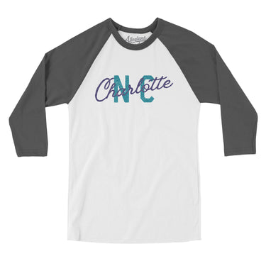 Charlotte Nc Overprinted Men/Unisex Raglan 3/4 Sleeve T-Shirt-Allegiant Goods Co. Vintage Sports Apparel
