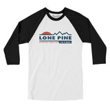 Lone Pine Mountain Sunset Men/Unisex Raglan 3/4 Sleeve T-Shirt-White with Black-Allegiant Goods Co. Vintage Sports Apparel